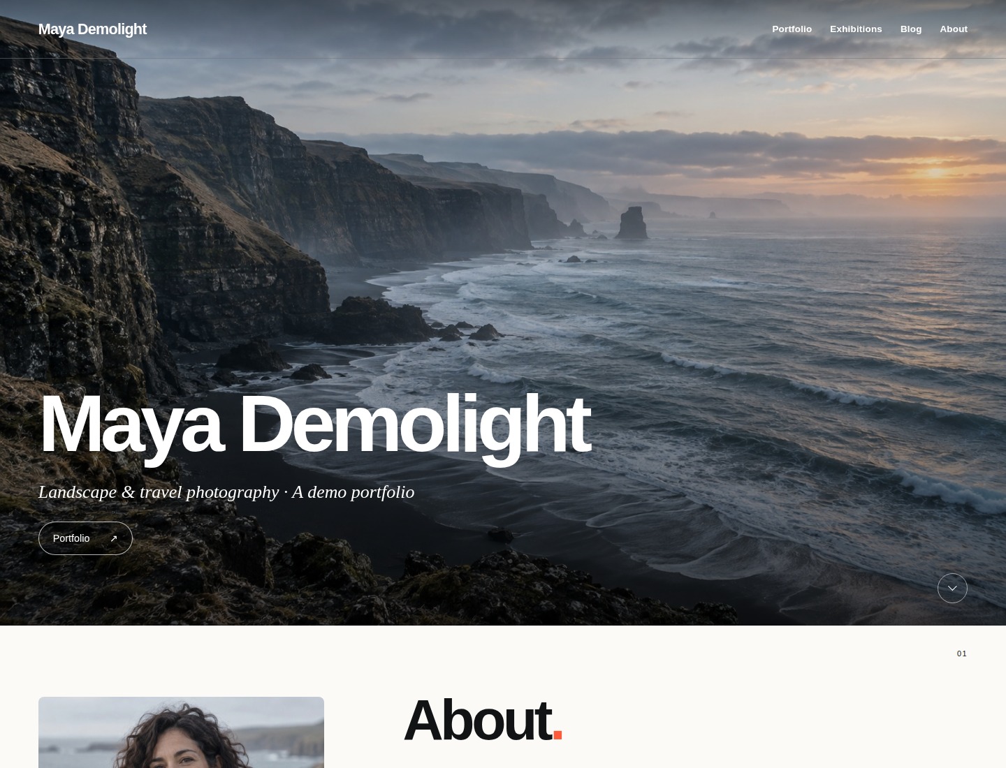 Portfolio website preview: Maya Demolight